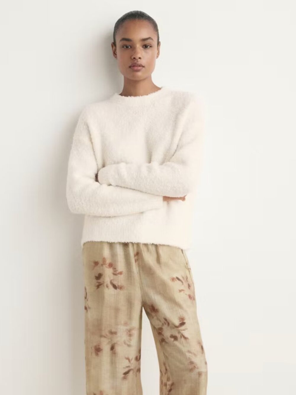 Mango Women's Boucle-Effect Sweater, White Ivory, Small